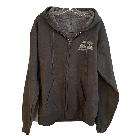 Disney Tops - Disney Parks‎ Disneyland Mickey Mouse Dark Gray Zip Hoodie Sweatshirt Medium